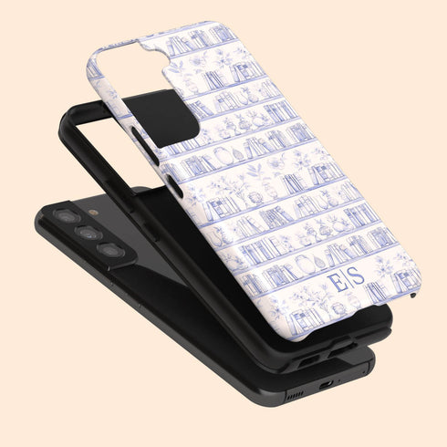 Custom Initials Toile Bookshelf Floral Galaxy Case